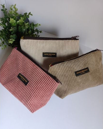 Trousse en velours côtelé